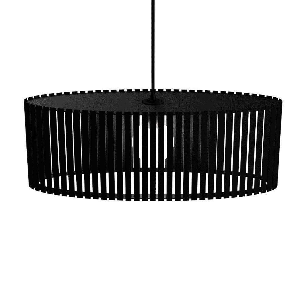 Luminária Pendente Zepelim Modelo Ripado Preta