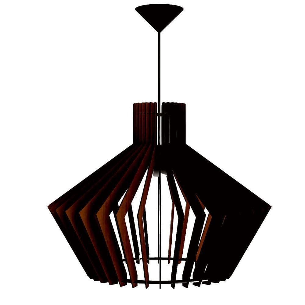 Luminária Teto Tipo Pendente Cristal Mdf Completa - Preta