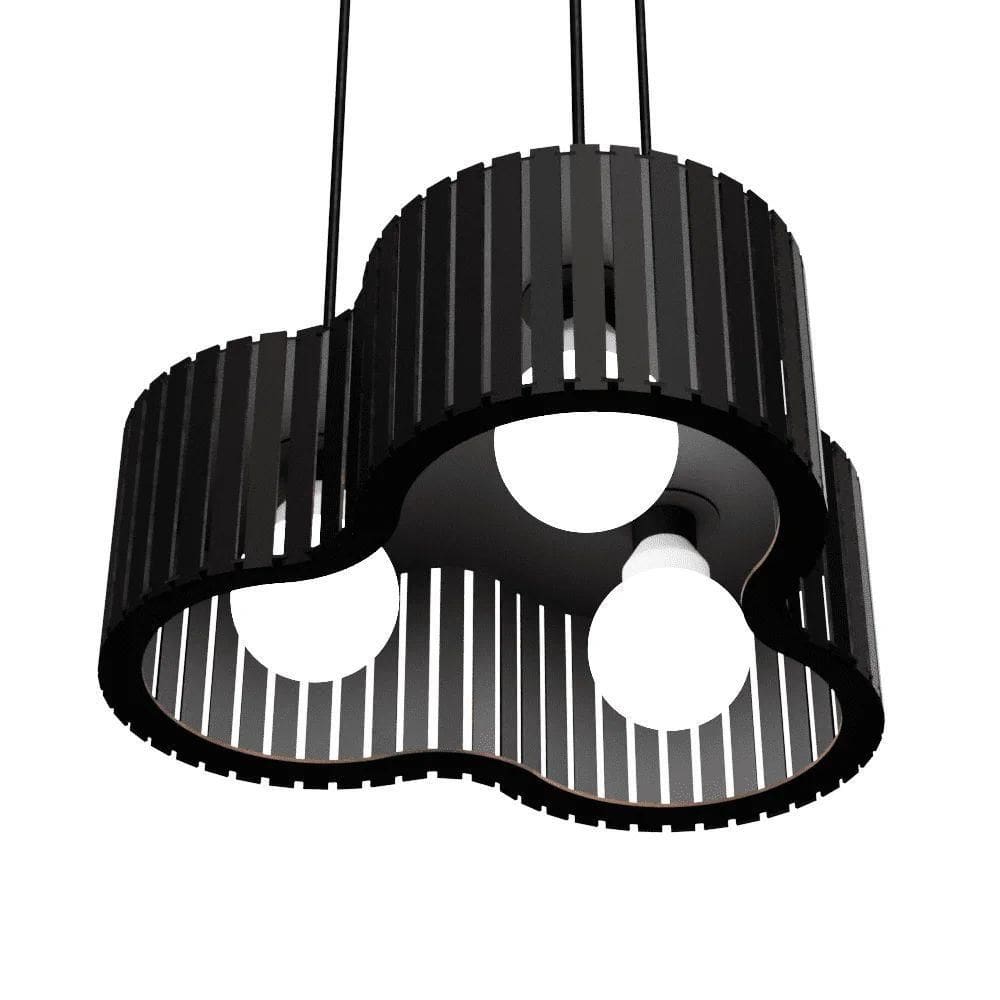 Luminária Pendente Crepusculo Modelo Ripado - Preta