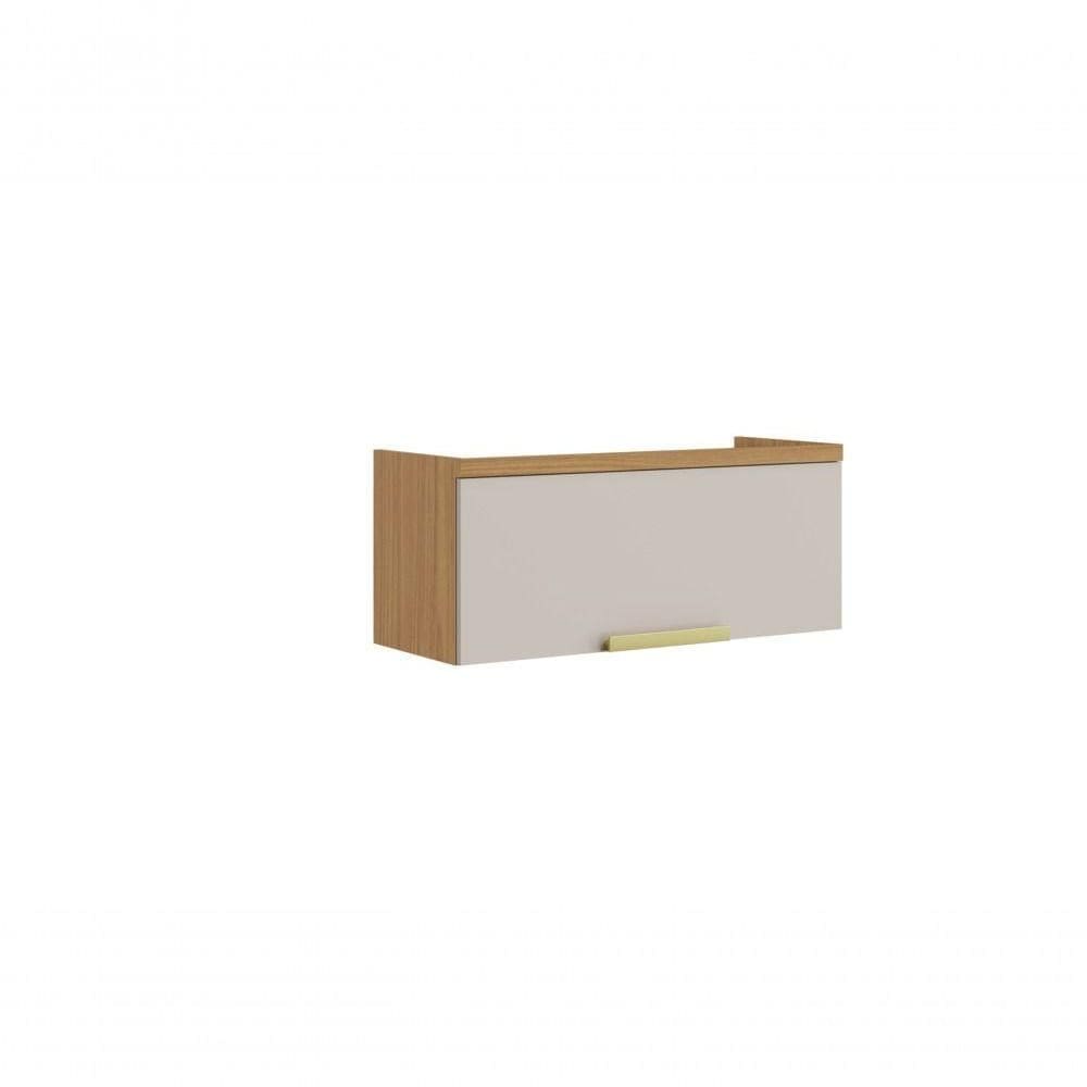 Armário Aéreo Horizontal De Cozinha 80cm 1 Porta New Porto - Itatiaia Freijó-off White