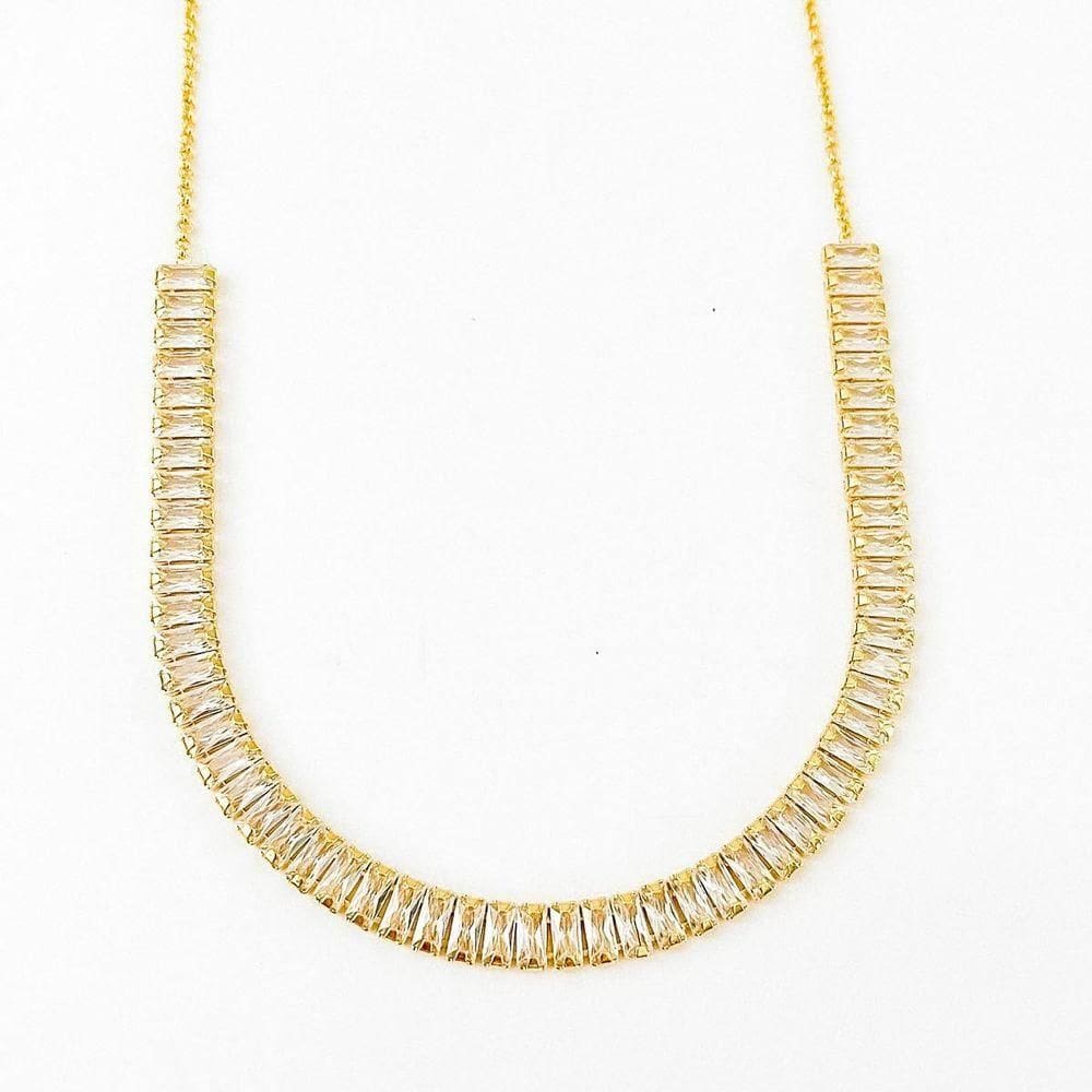 Colar Choker Riviera Cristal 7mm Banhada A Ouro 18k