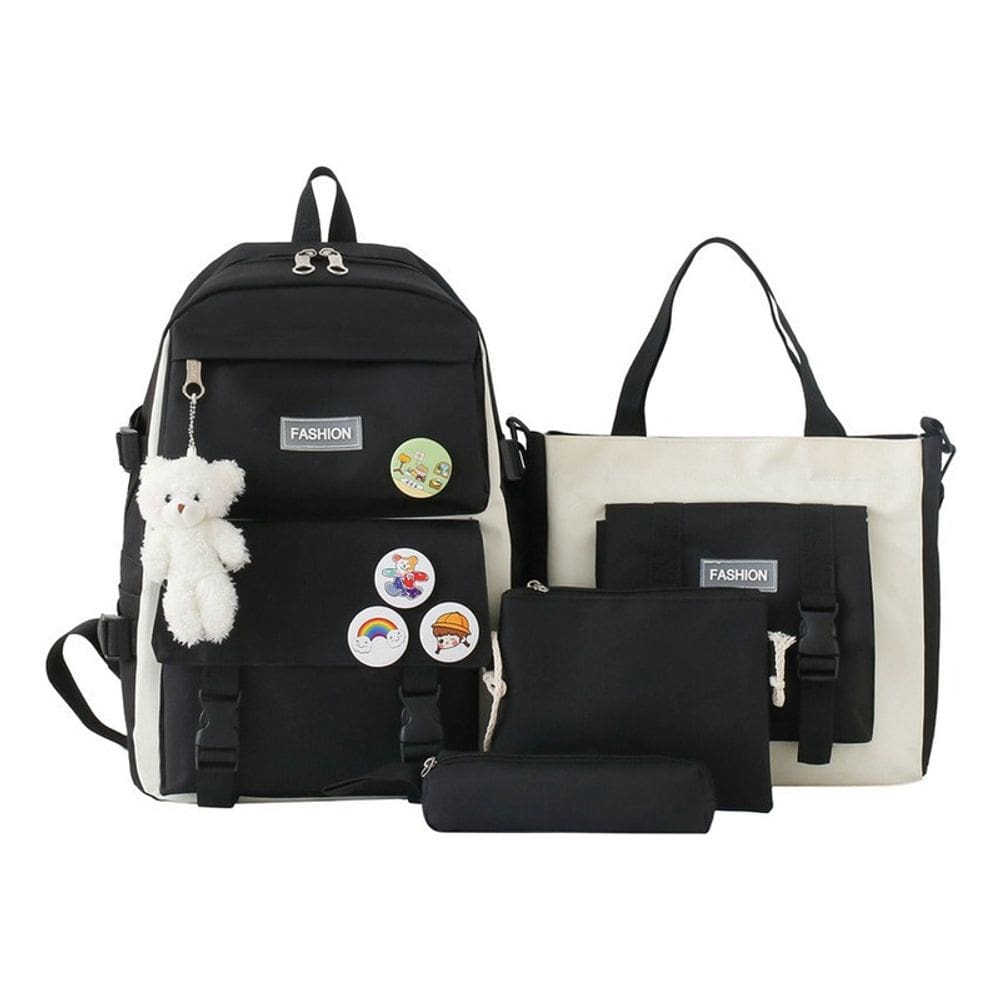Mochila Fashion Campus High School de alta capacidade, 4 peças