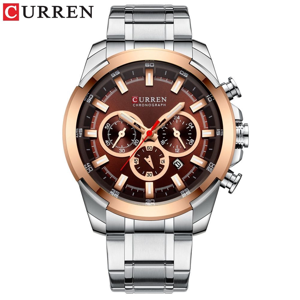 Relógio Masculino Curren 8361 Technos Preto E Marrom