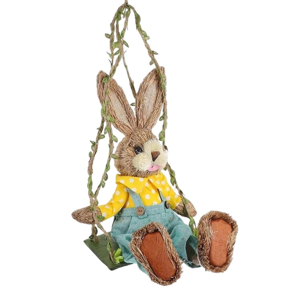Adorno decorativo: estatueta Swing Bunny Straw 35cm