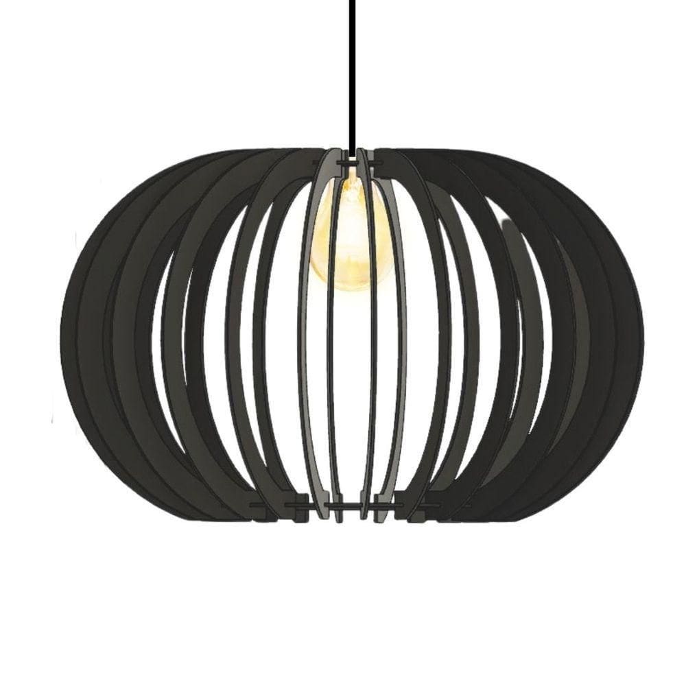 Luminária Teto Tipo Pendente Deusa Mdf Completa - Preta