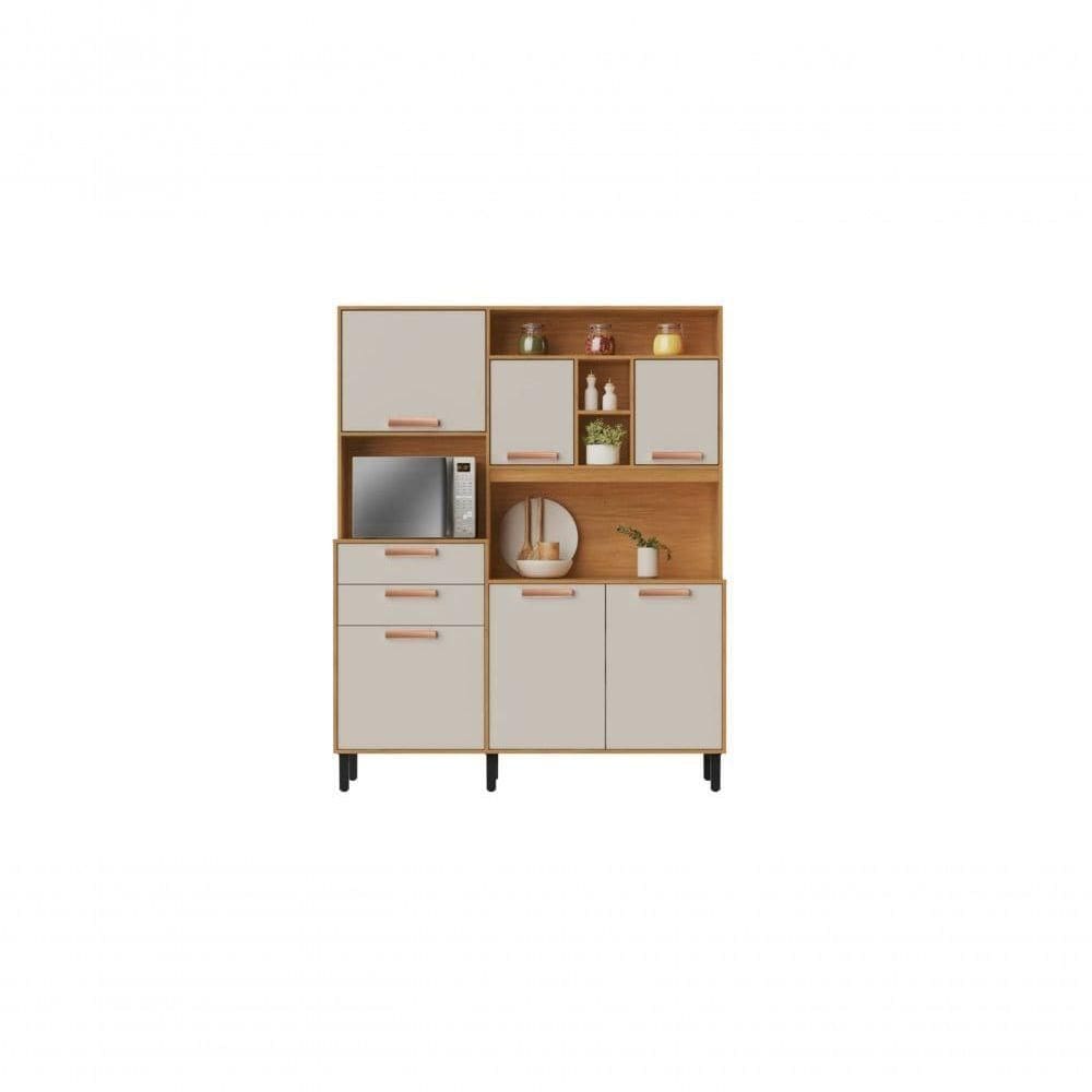 Cozinha Compacta 6 Portas 2 Gavetas 5 Nichos Nápoles - Itatiaia Cinamomo-off White