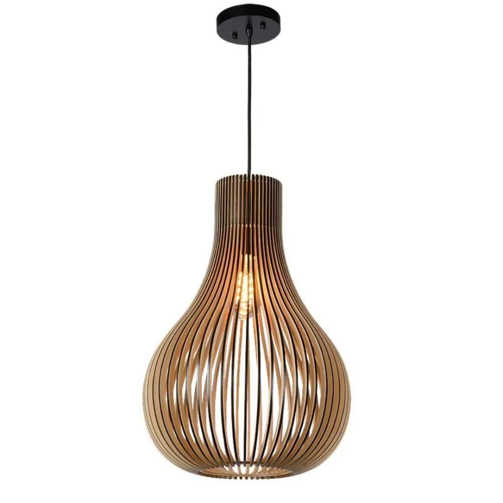 Luminária Teto Tipo Pendente Madri Mdf Completa - MDF Cru