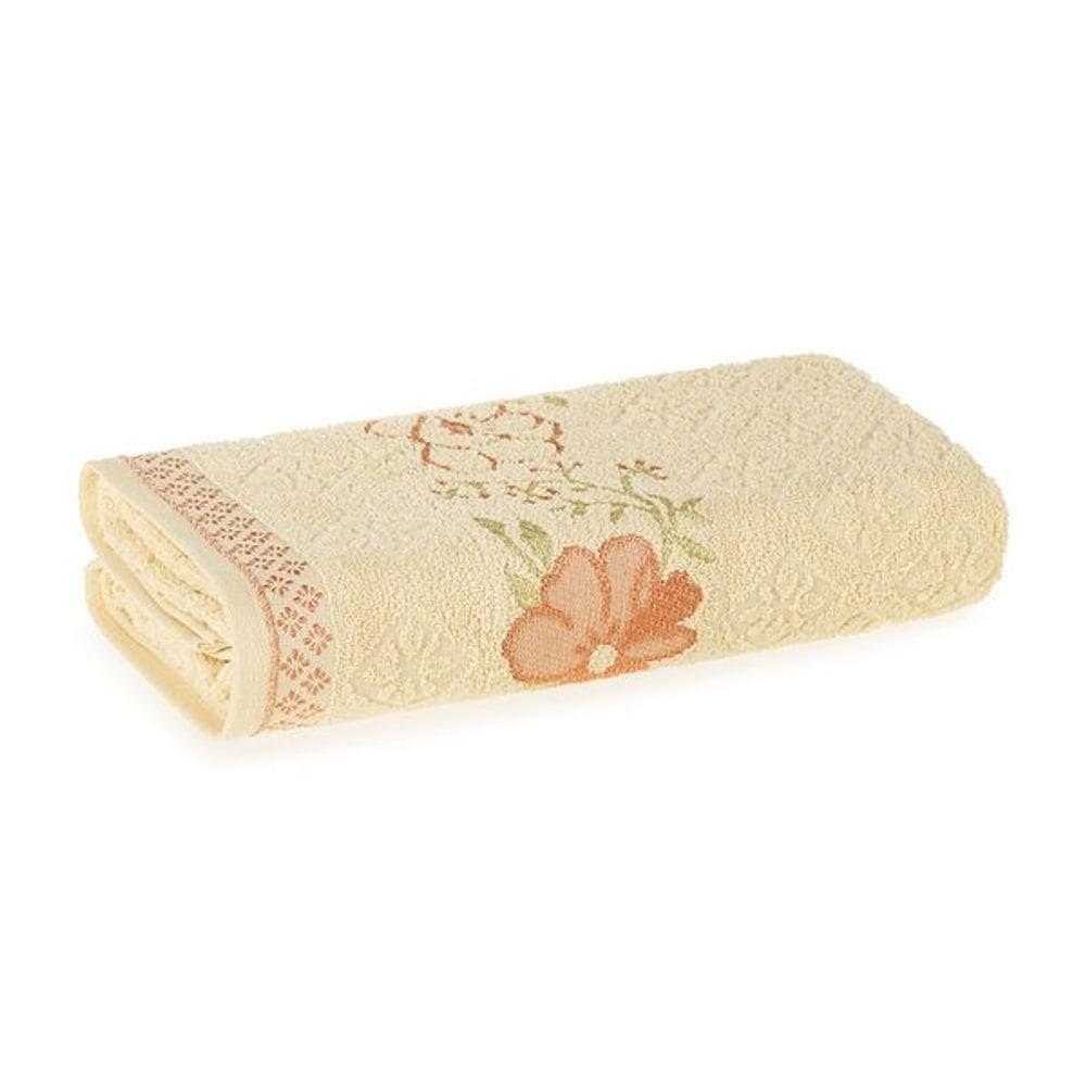 Toalha De Banho Yuna Karsten Fio Cardado Vanilla/salmão