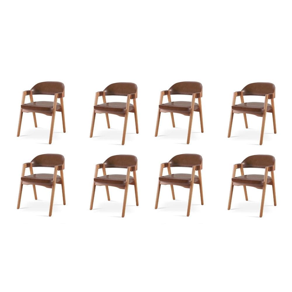 Kit 8 Cadeiras para Mesa de Jantar Gaia Marrom