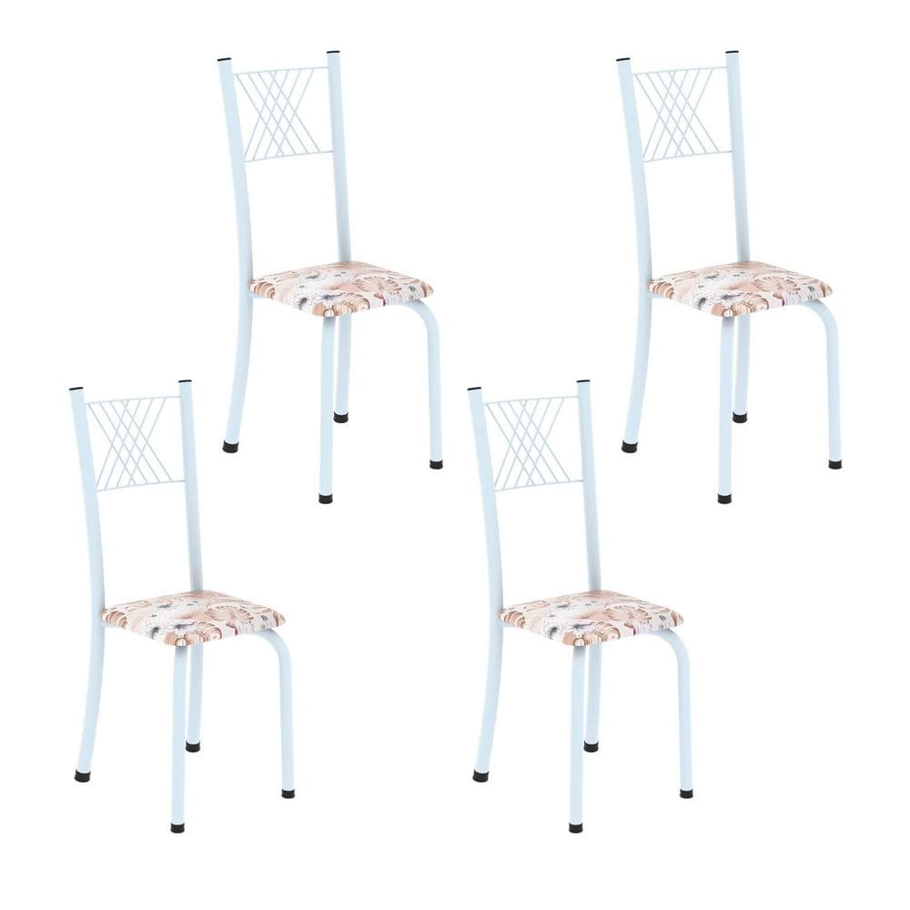Cadeiras para Sala de Jantar 4 Unidades Sara Botanic Bege / Branco