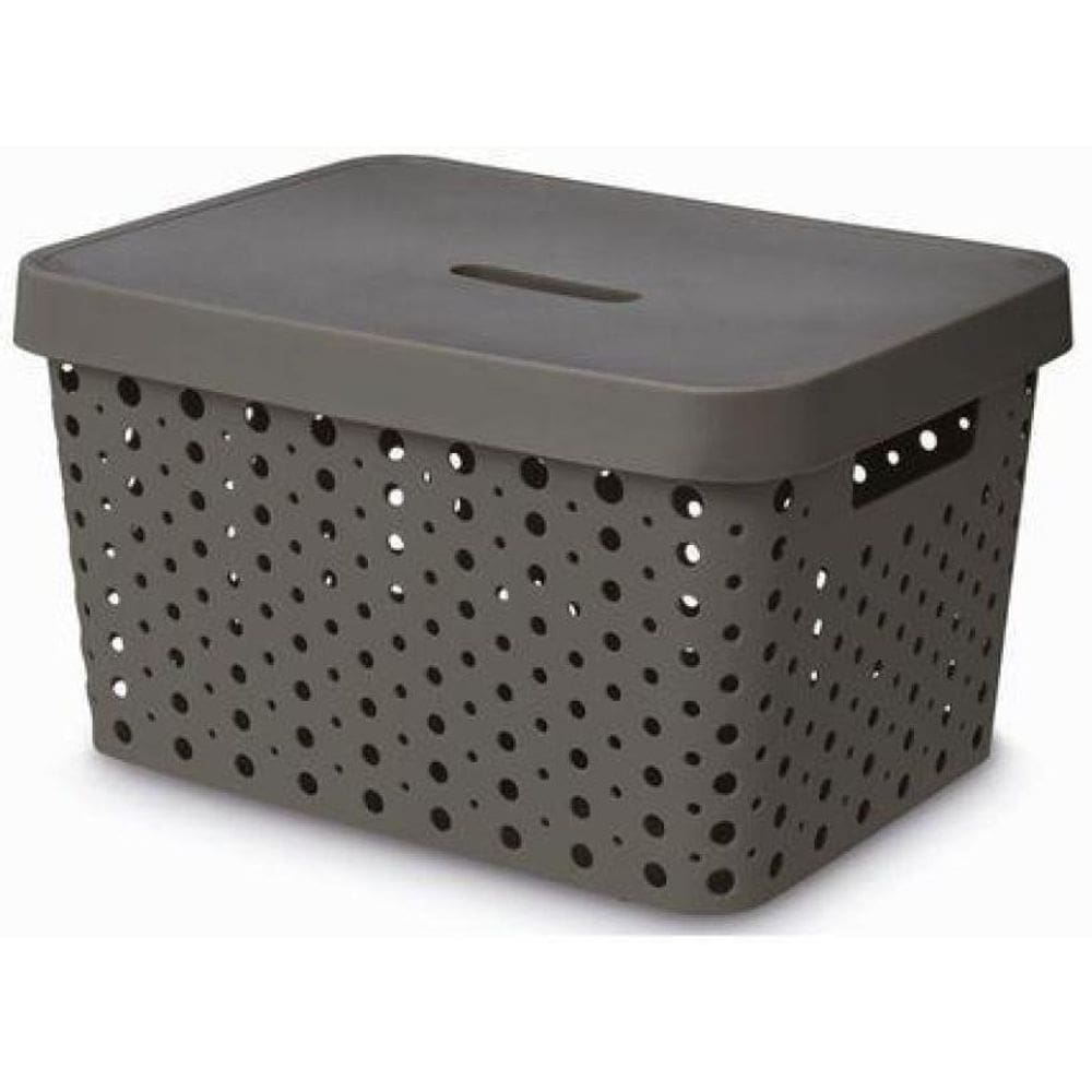 Cesto Caixa Organizadora Rattan Com Tampa 17L Marrom Usual