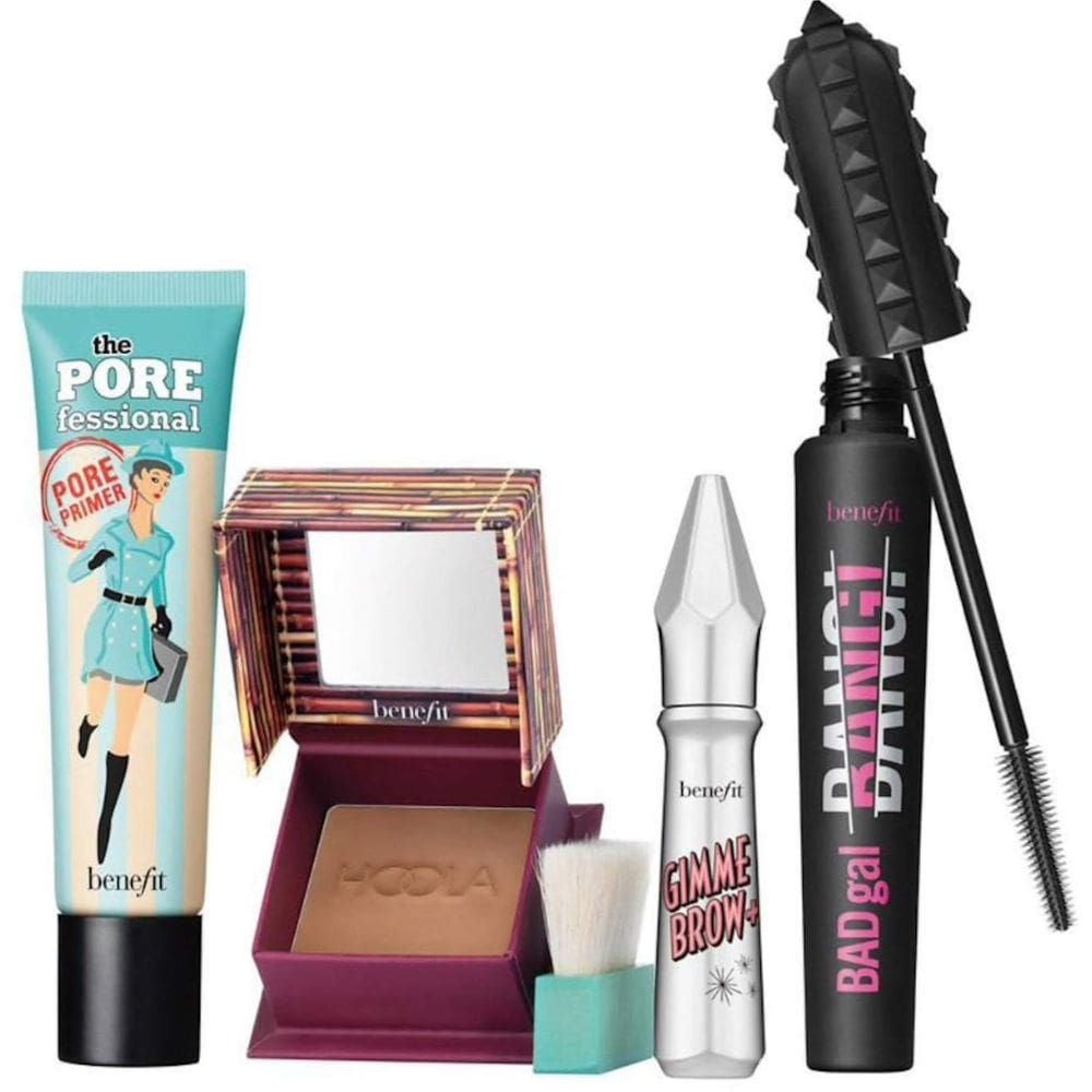 Conjunto de 3 peças em miniatura Set Benefit Icons com primer, rímel e bronzeador