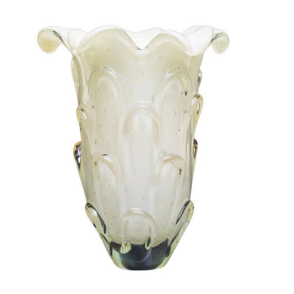 Vaso Em Cristal Murano Pérola São Marcos 31x31x37cm