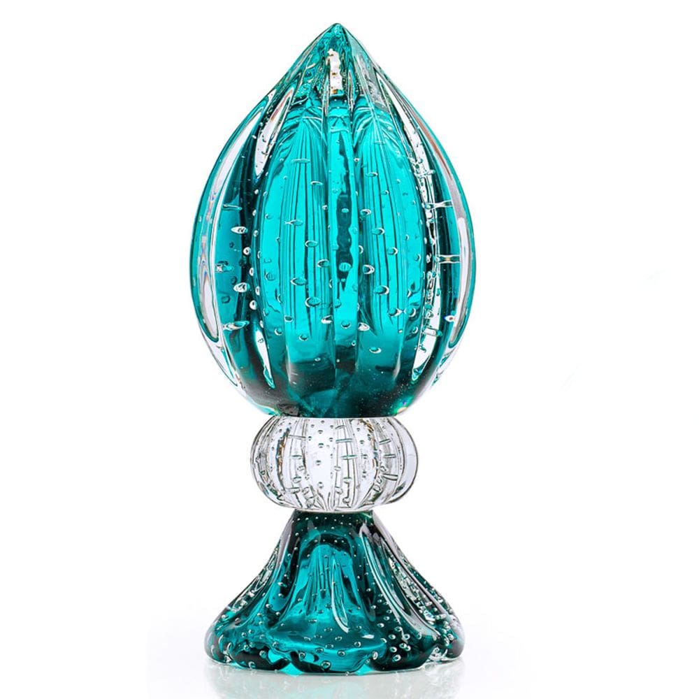 Vaso Pinha Com Base Em Cristal Murano Verde  São Marcos