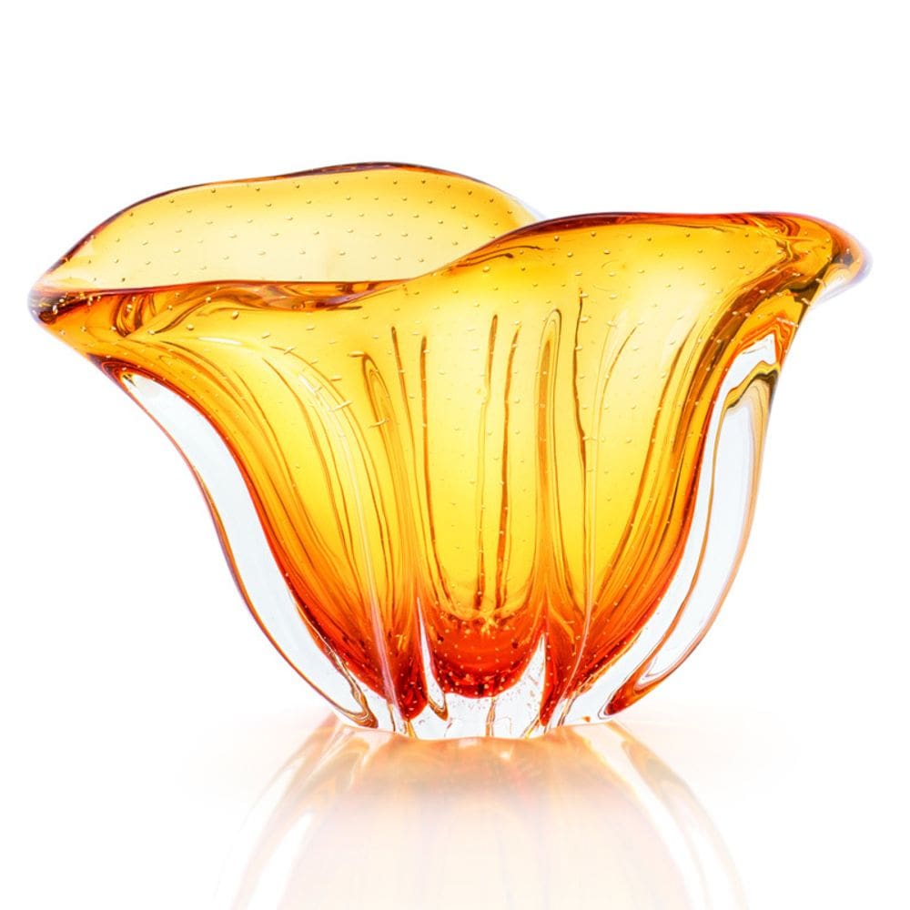 Vaso Em Cristal Murano Âmbar  São Marcos