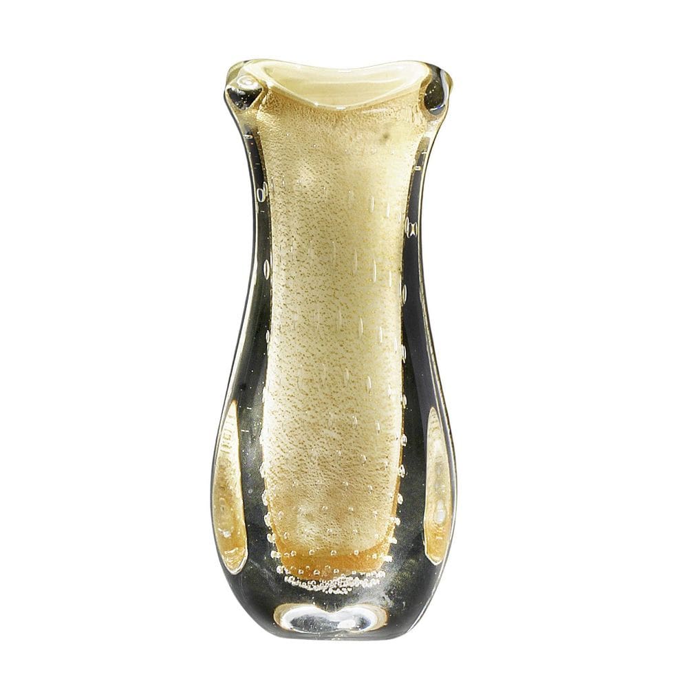 Vaso Em Cristal Murano Pérola Com Ouro São Marcos 33cm