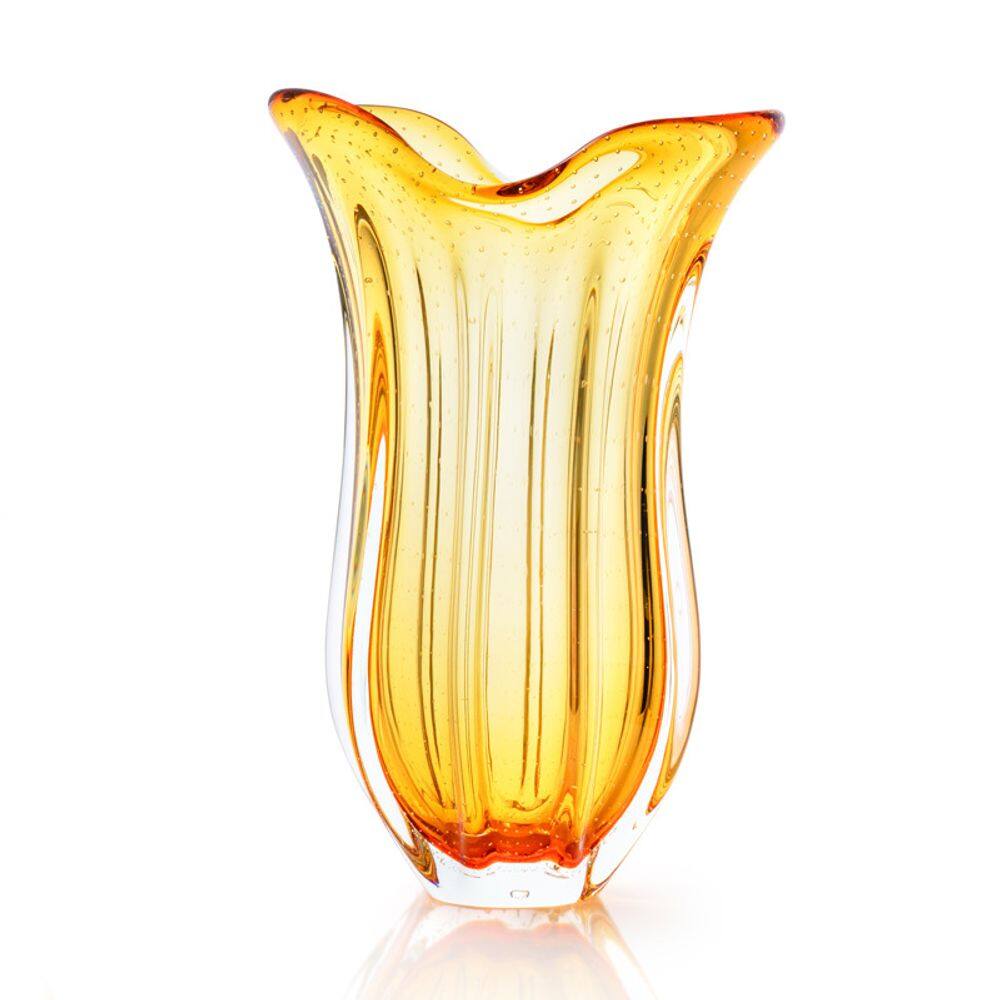 Vaso Em Cristal Murano Âmbar  São Marcos