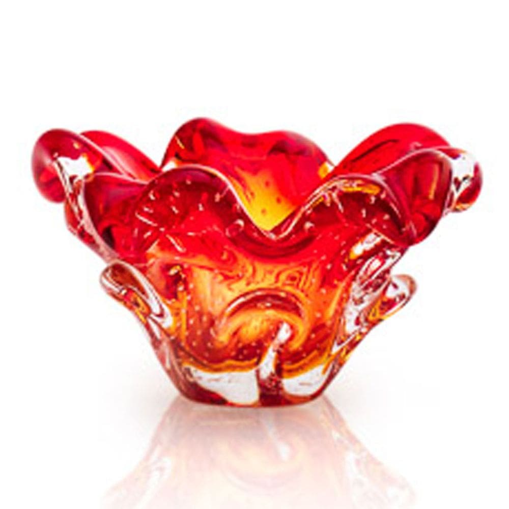 Centro De Mesa Em Cristal Murano Vermelho  São Marcos