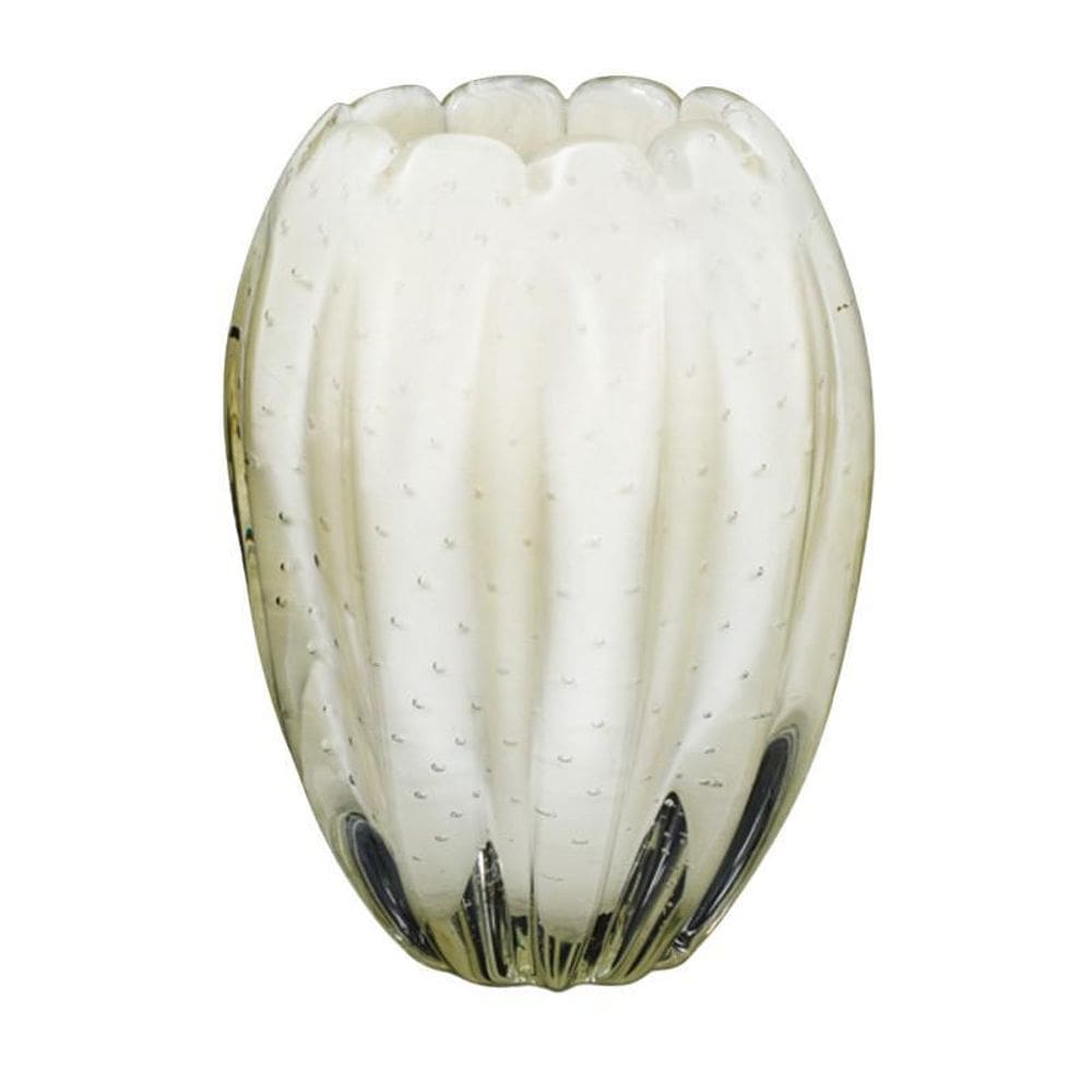 Vaso Em Cristal Murano Pérola São Marcos 16x16x21cm