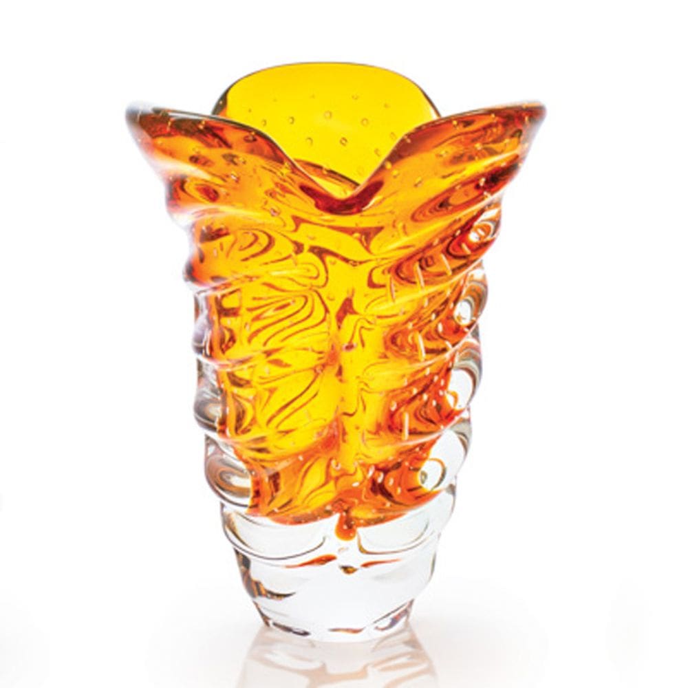 Vaso Em Cristal Murano Âmbar São Marcos