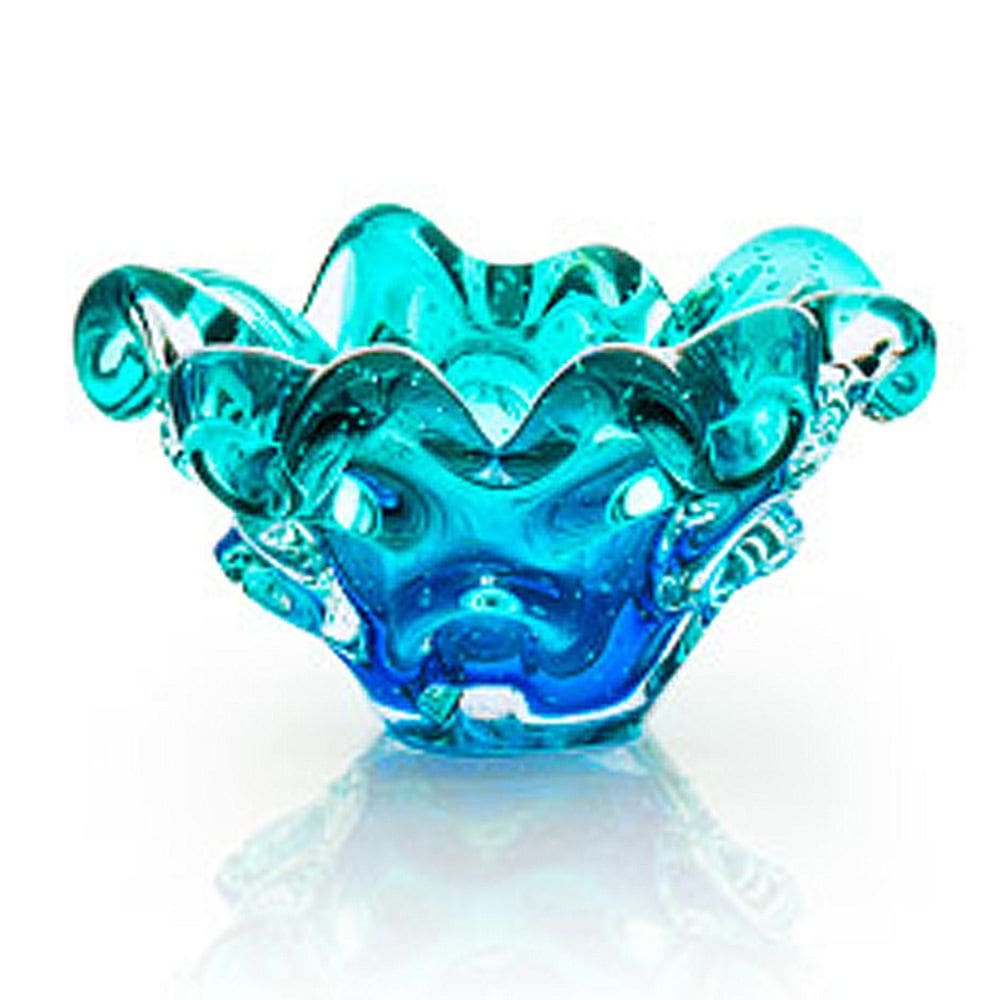 Centro De Mesa Em Cristal Murano Azul E Verde  São Marcos