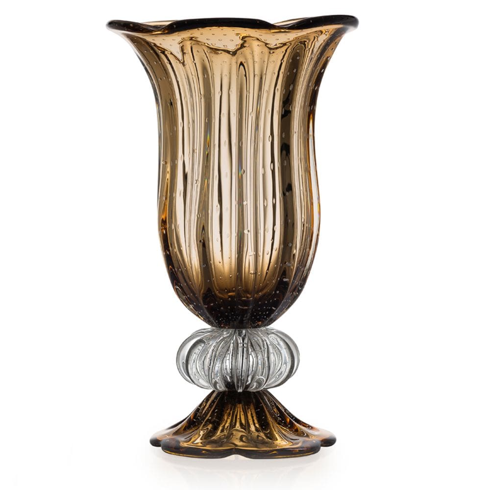 Vaso Em Cristal Murano Marron Assinado São Marcos