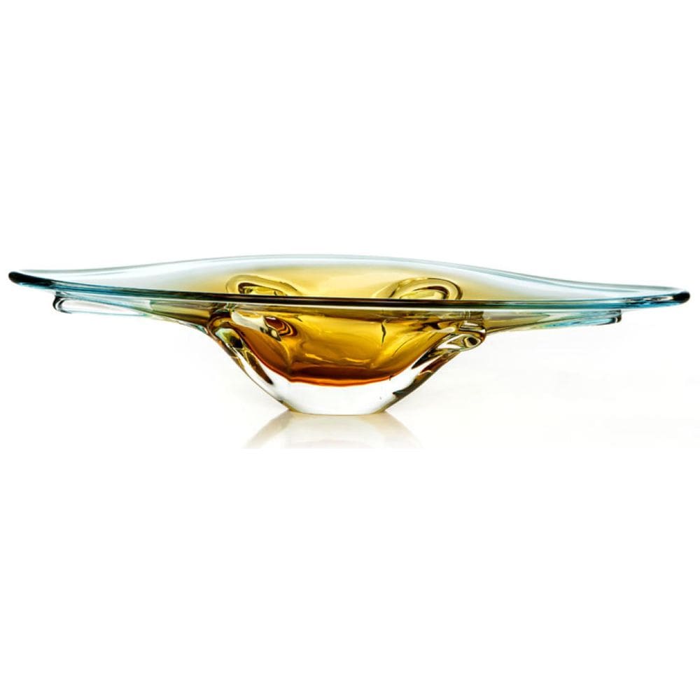 Centro De Mesa Em Cristal Murano Azul E Âmbar  São Marcos