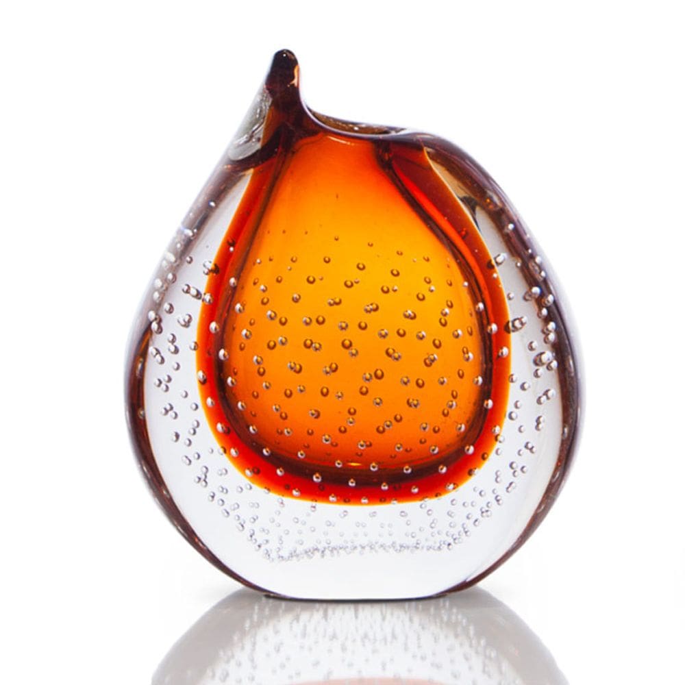 Vaso Em Cristal Murano Âmbar São Marcos 16cm