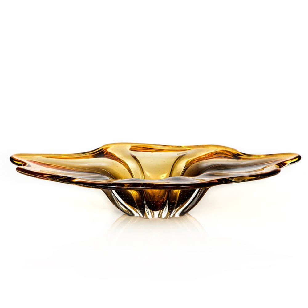 Centro De Mesa Em Cristal Murano Âmbar E Lilás  São Marcos