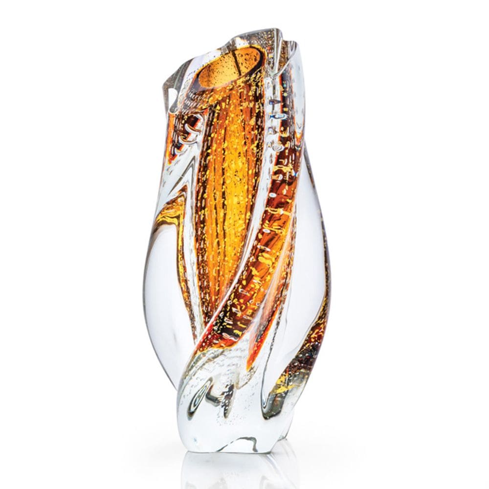 Vaso Em Cristal Murano Marron E Ouro 24 K São Marcos
