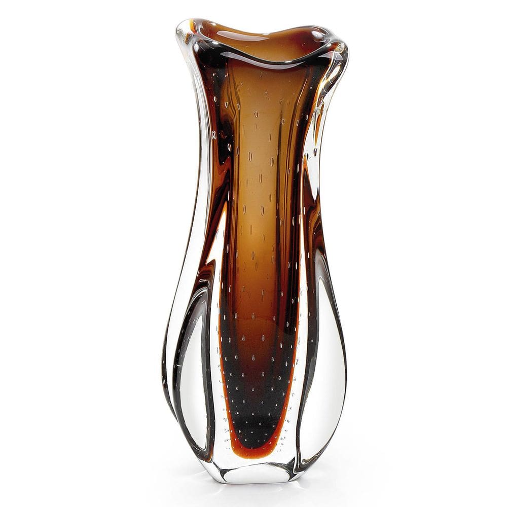 Vaso Em Cristal Murano Marrom São Marcos 42x17x15cm