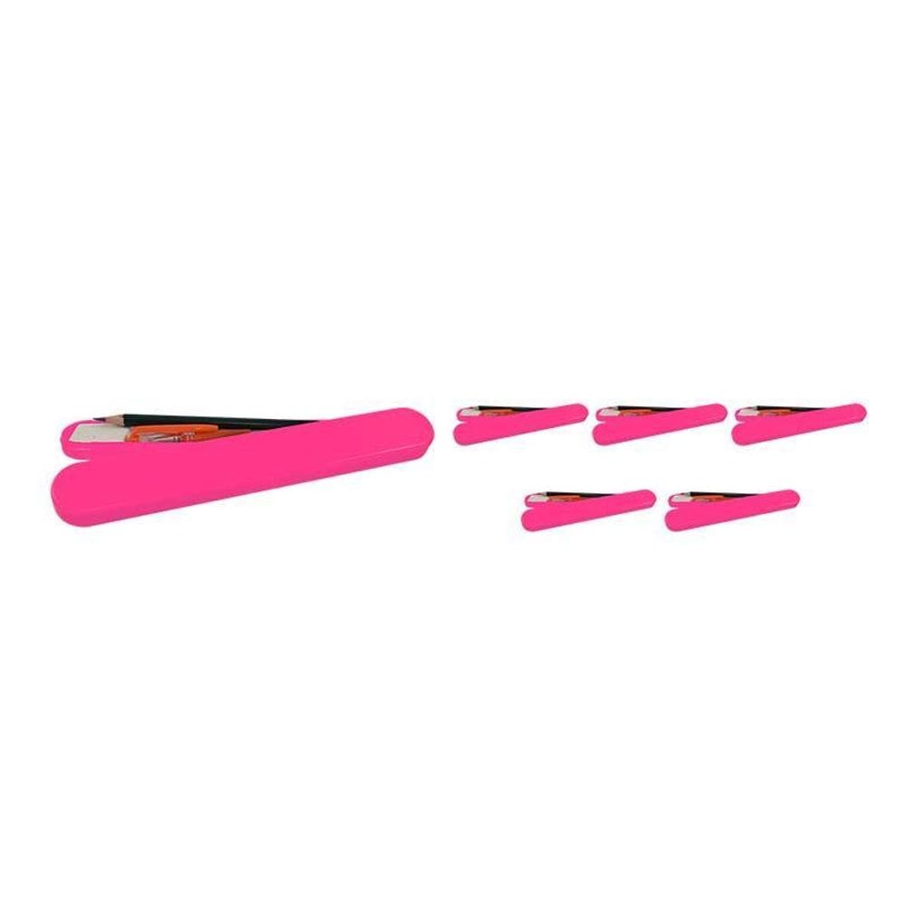 Kit 6 Mini Estojo Rosa Neon Plástico