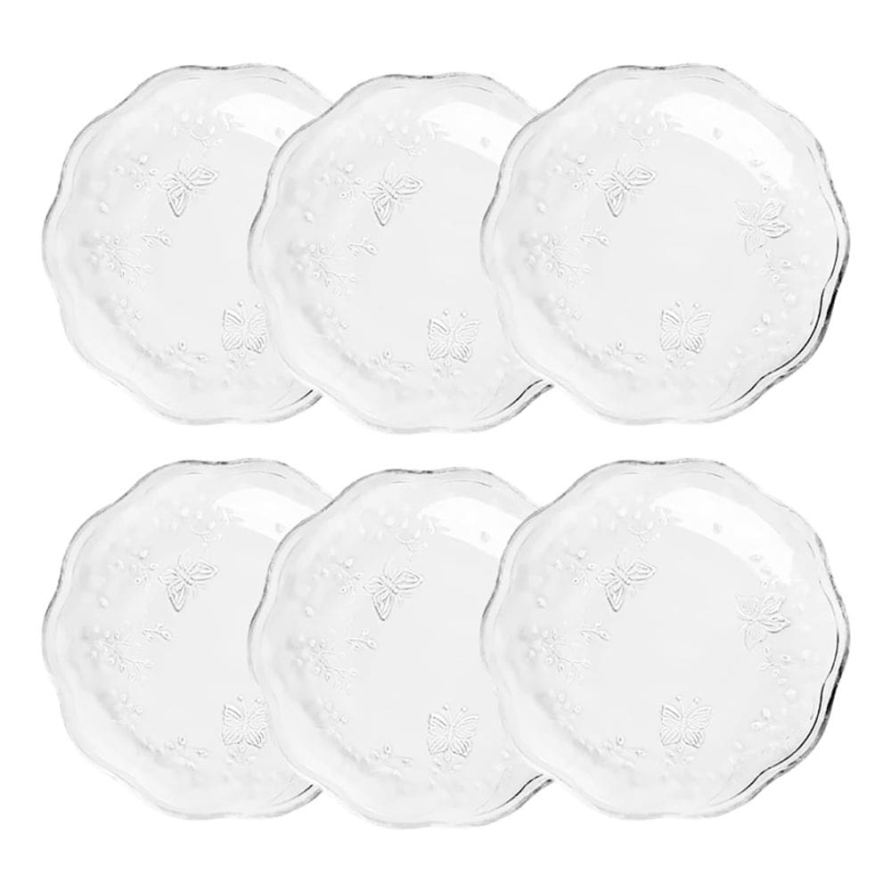 Conjunto 6 Pratos Sobremesa New Butterfly Cristal 20cm 220863 - Lyor