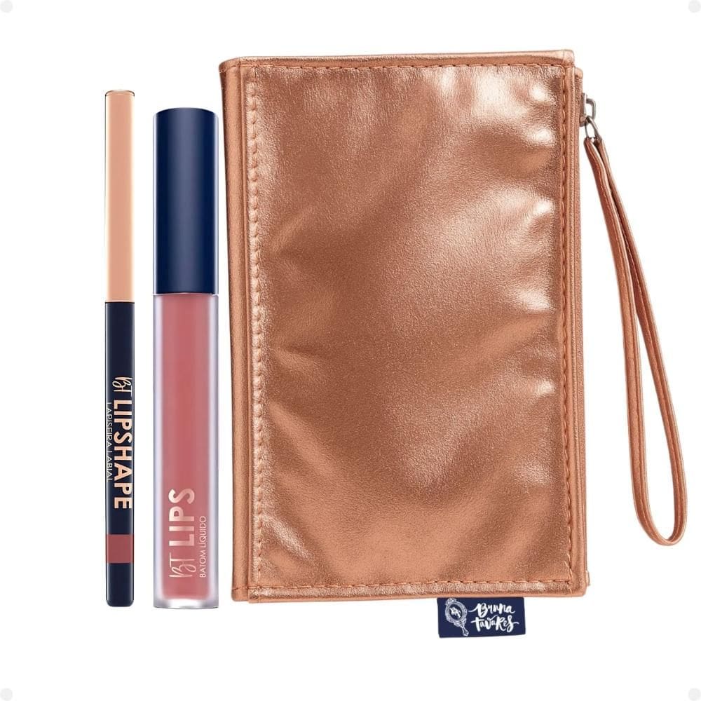 Kit Bruna Tavares Bt: Batom Líquido Victoria e Lapiseira Labial Terracota + Mimo Necessaire
