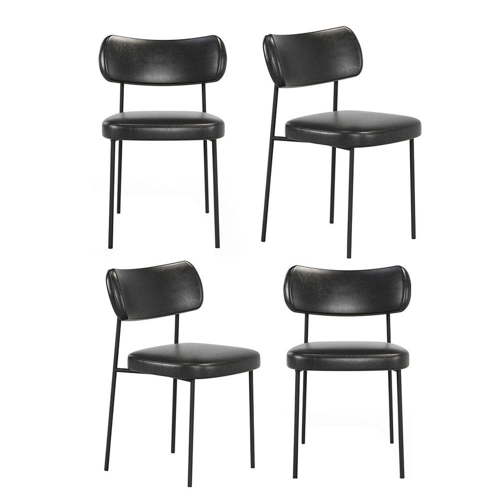 Kit 4 Cadeiras Camila Para Sala Jantar Gourmet em Aço-Couríssimo-Preto-EdeCasaMoveis