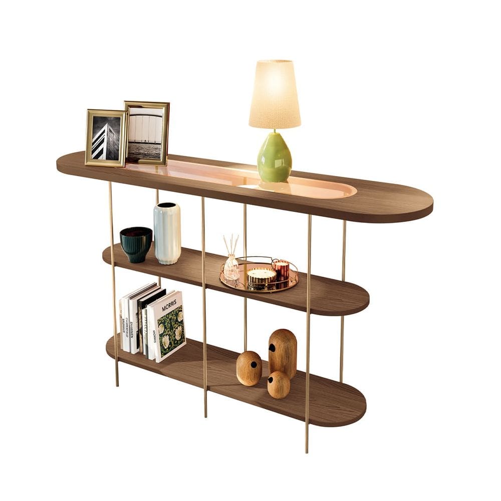 Aparador Buffet Filadélfia Castanho 135x79 Com Prateleiras-EdeCasaMoveis