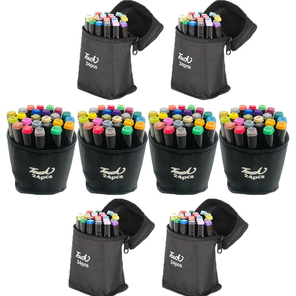 Canetinhas 24 Cores Ponta Dupla Estojo Canetinhas Permanernte Kit 8 Uni Desenho Pintura