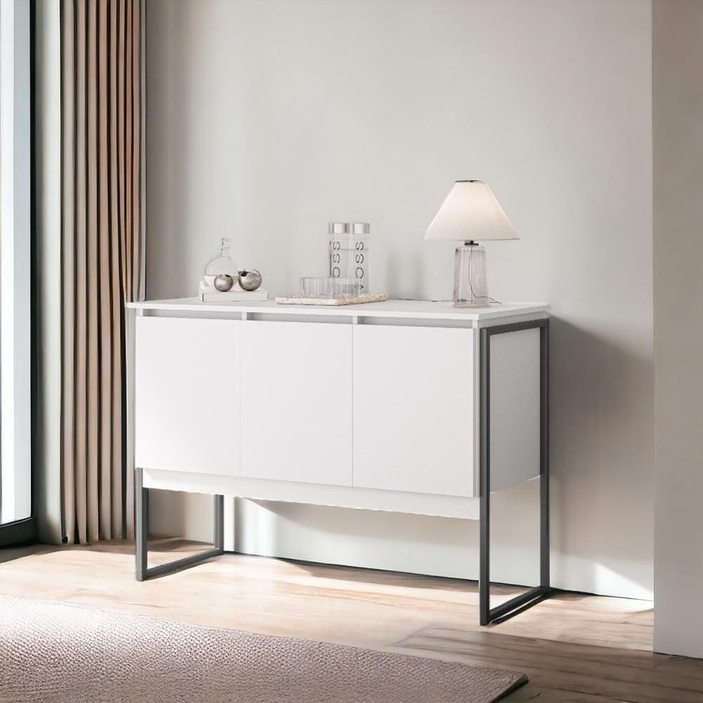 Buffet Elegante Com 3 Portas Turim Branco Preto