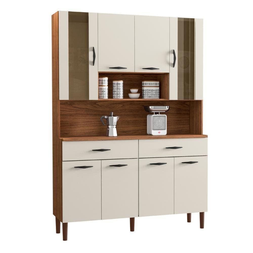 Armário De Cozinha Com 2 Gavetas Pisa Nogueira Off White