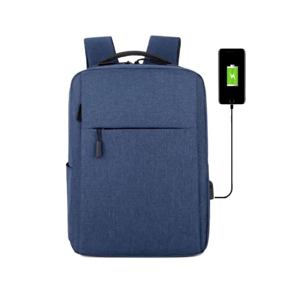 Mochila Bolsa Slim Unissex Para Notebook Saída Usb Escola Faculdade Passeio Viagem azul