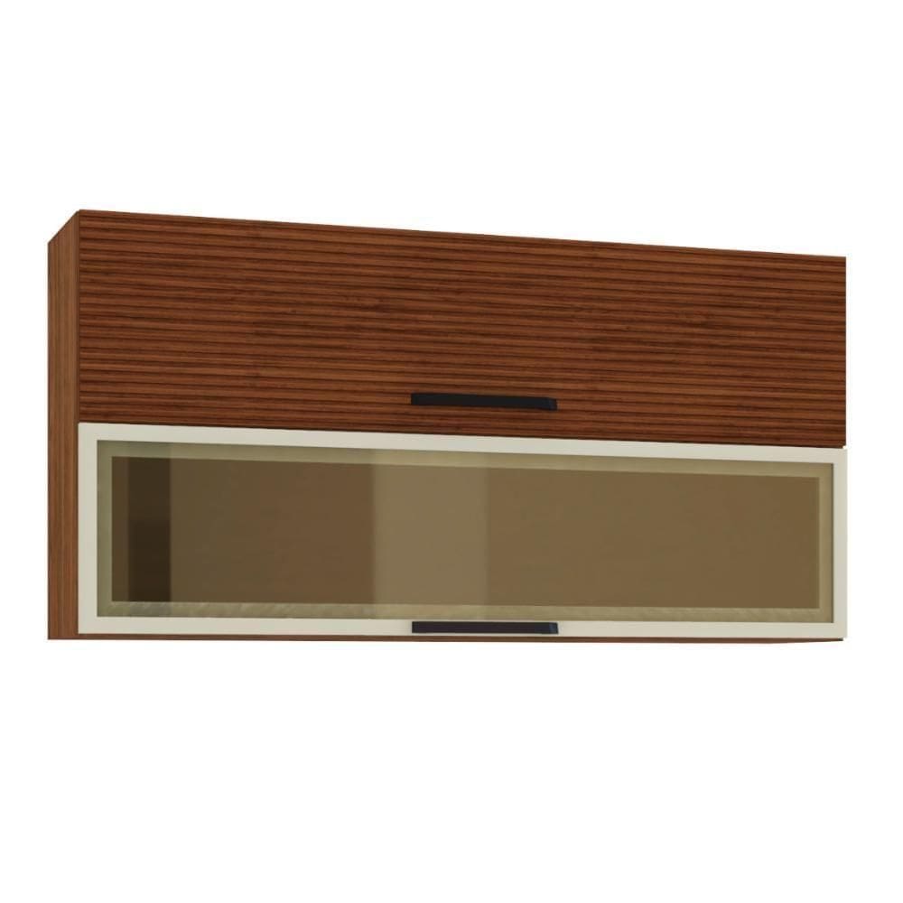 Armário Suspenso Com 2 Portas Quebec Nogueira Ripado