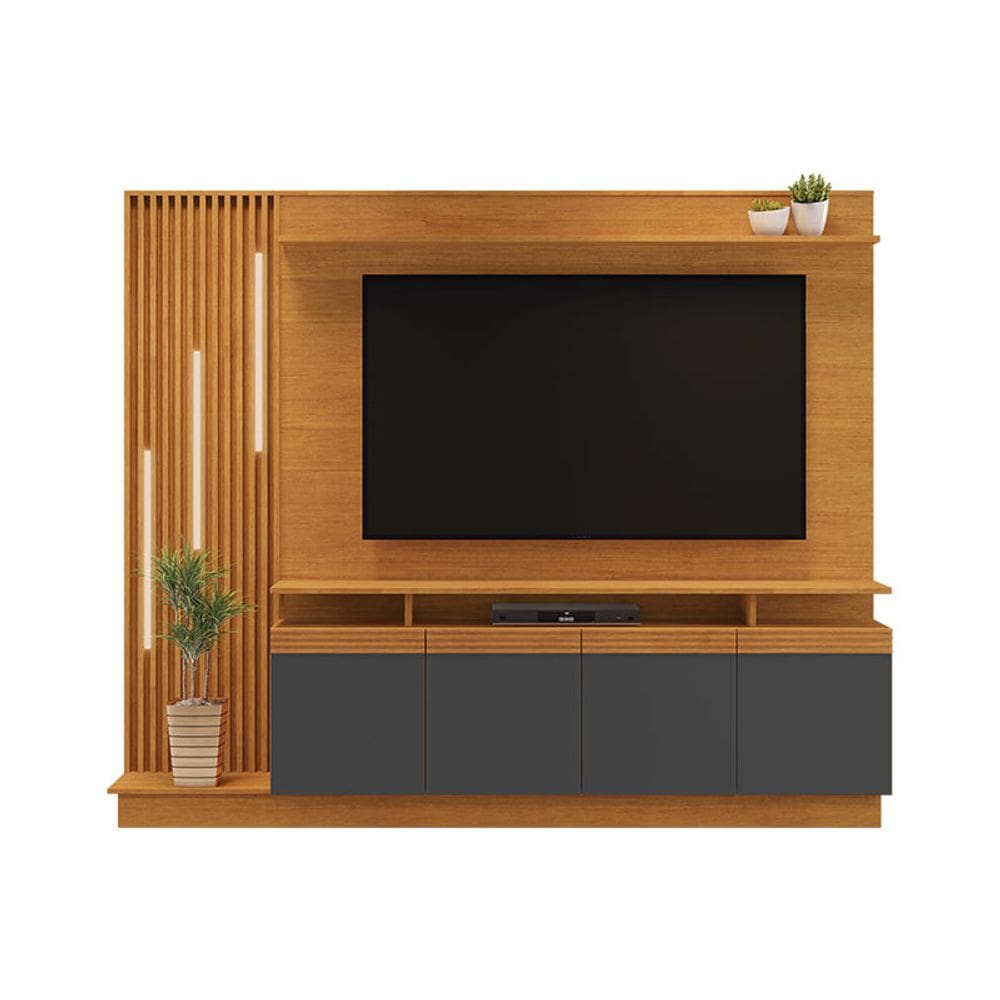 Estante Home para TV até 65 Polegadas Absoluto JCM Móveis Cinamomo/Grafite