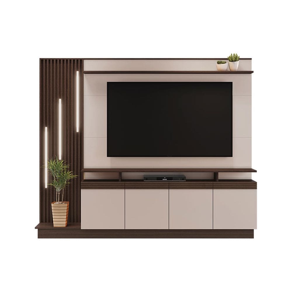 Estante Home para TV até 65 Polegadas Absoluto JCM Móveis Café Soft/Off