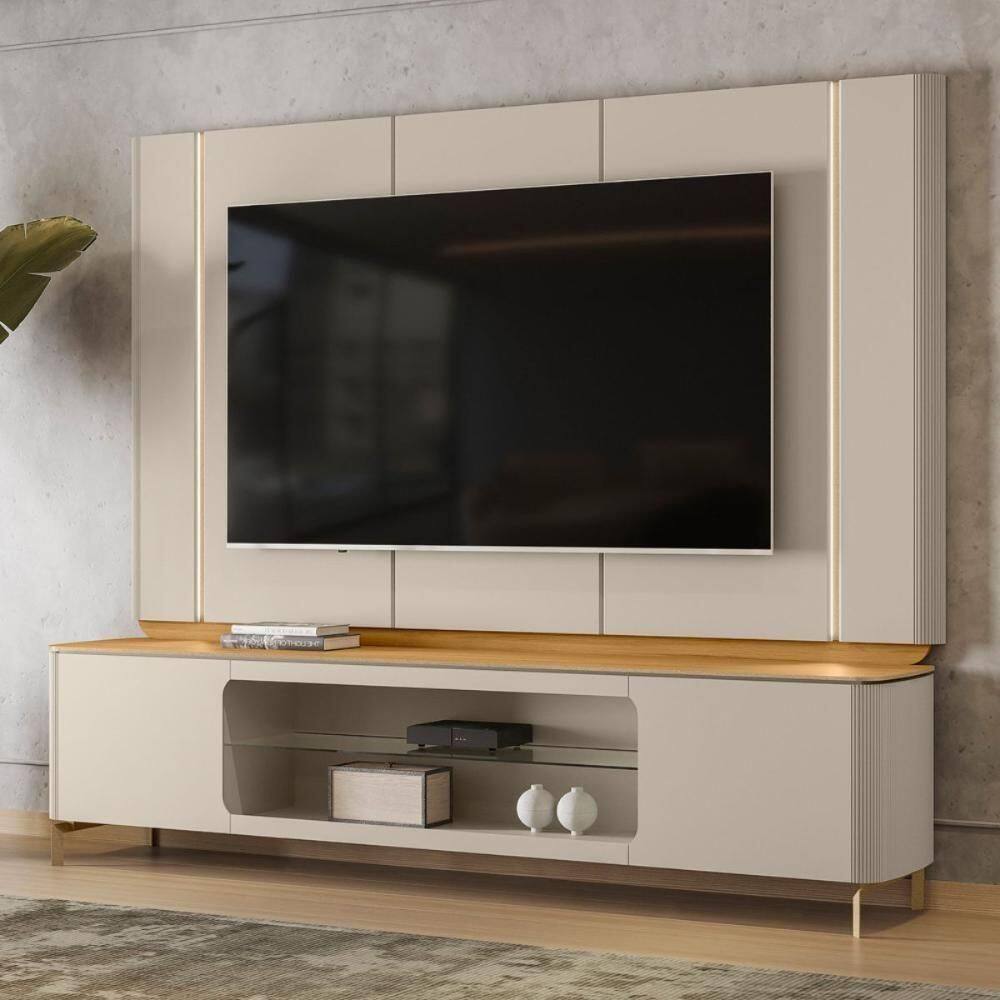 Conjunto Painel E Rack Quebec Tauari Off White