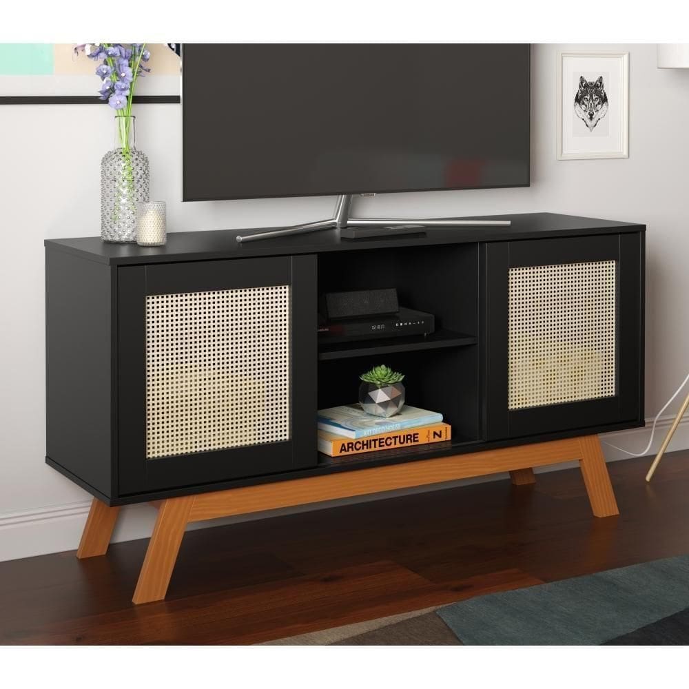 Rack Para Amsterdam Detalhe Em Rattan Sintético Preto