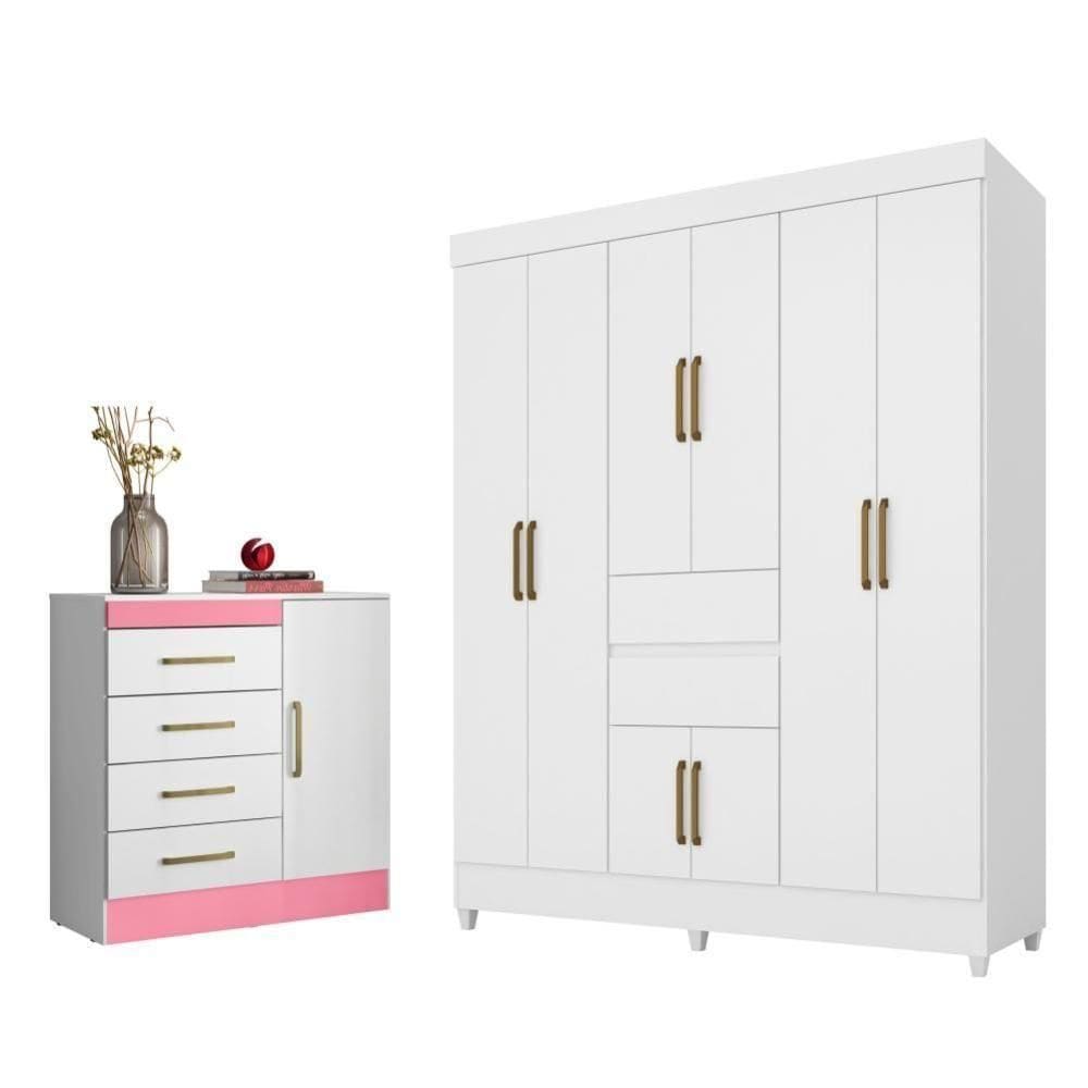 Conjunto Quarto Guarda Roupa E Comoda Terni Branco