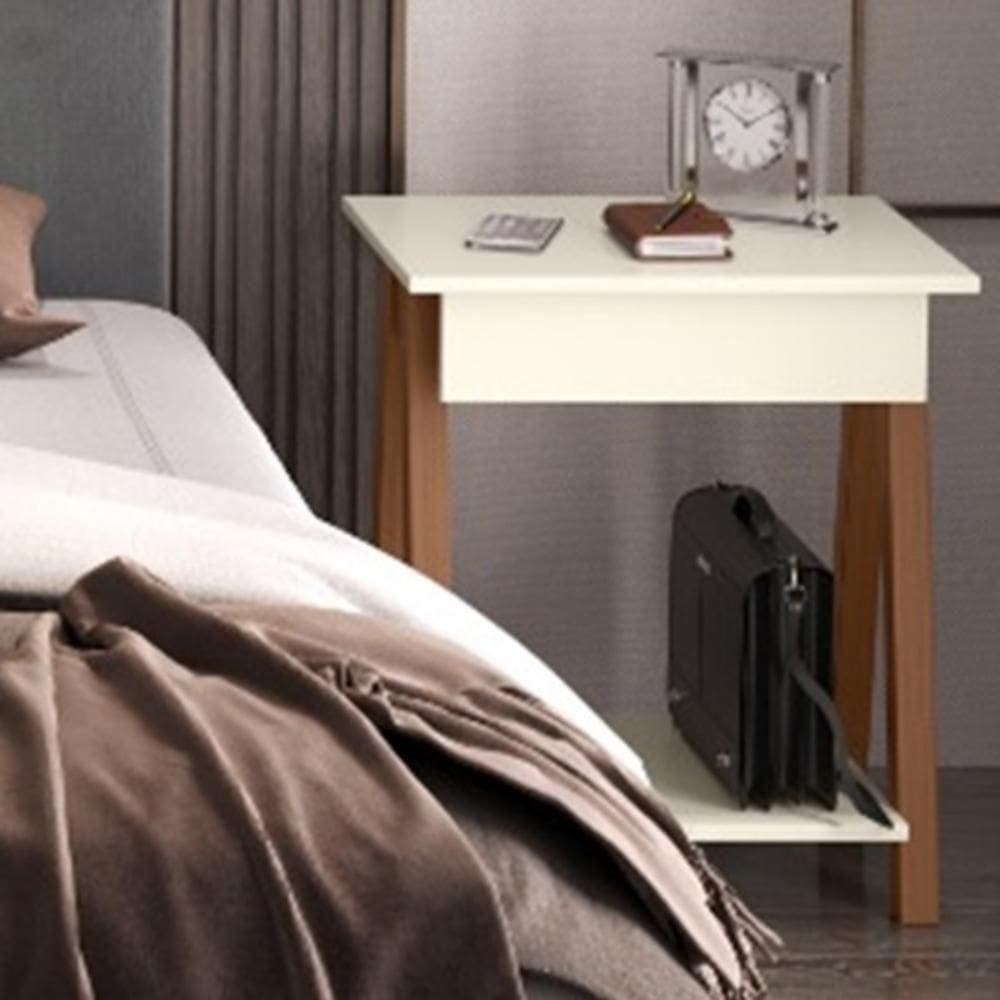 Mesa De Cabeceira Com Gaveta Verona Amadeirado Off White
