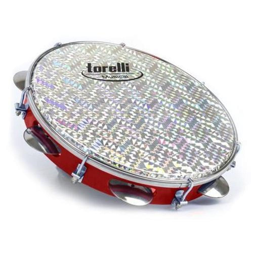 Pandeiro Torelli Vermelho 10`` Pele Holografica Tp308Vm