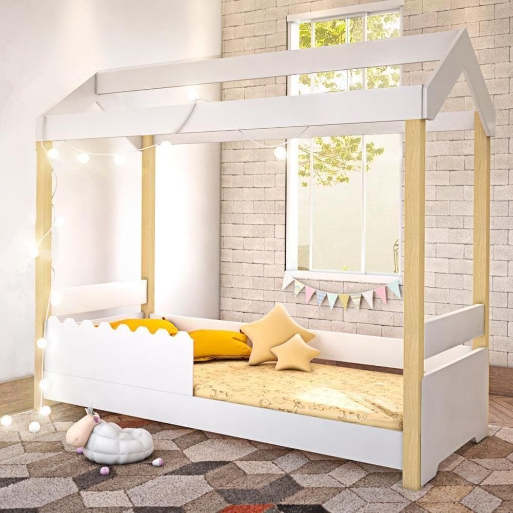 Cama Jéssica Solteiro Branco Com Colchão E Led