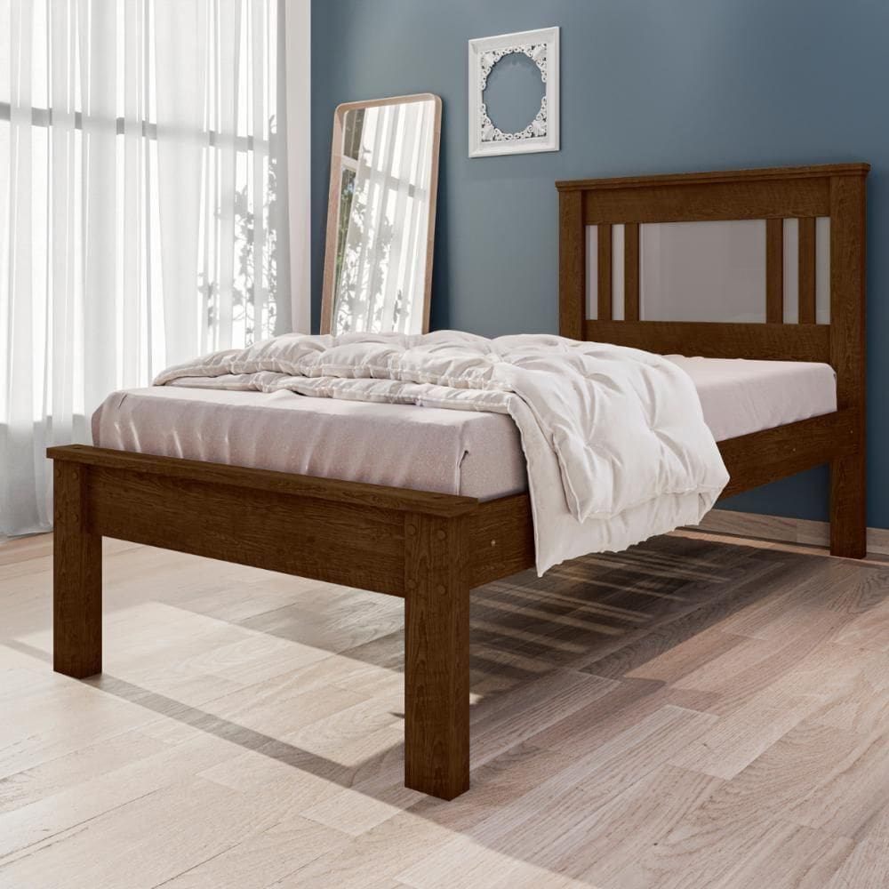 Cama De Solteiro Com Colchão Macaé Malbec Off White